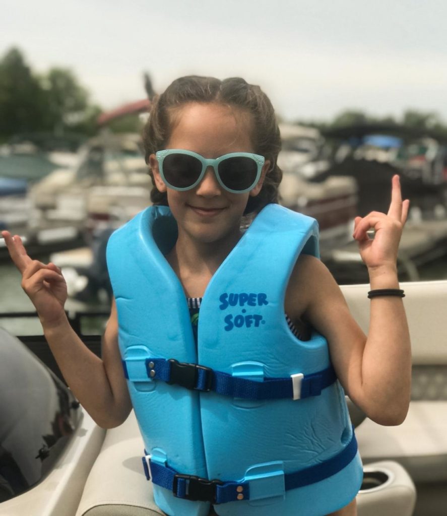 Girl on boat at Atwood Lake