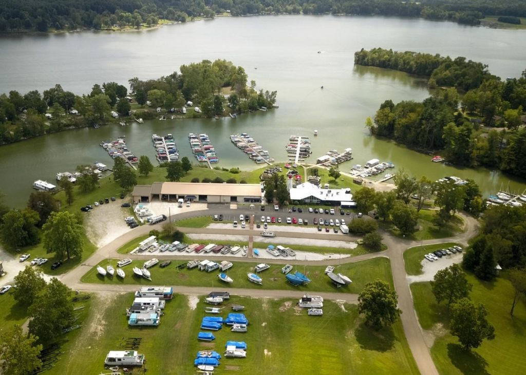 Overhead view of Atwood Lake Boats West Marina