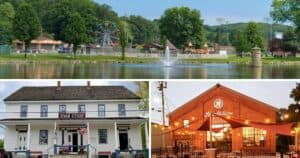 Three image grid showing an image of Tuscora Park, Zoar Store, and Hoodletown Brewery