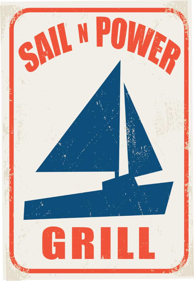 Sail n Power Grill logo with sailboat