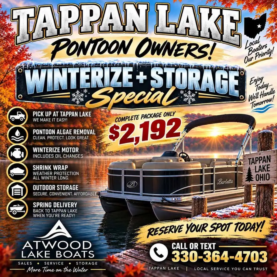 Tappan Lake pontoon winterization and storage special advertisement